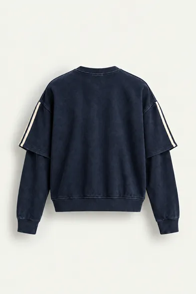 Arlo - Lacivert - Bisiklet Yaka %100 Pamuk - Erkek Sweatshirt