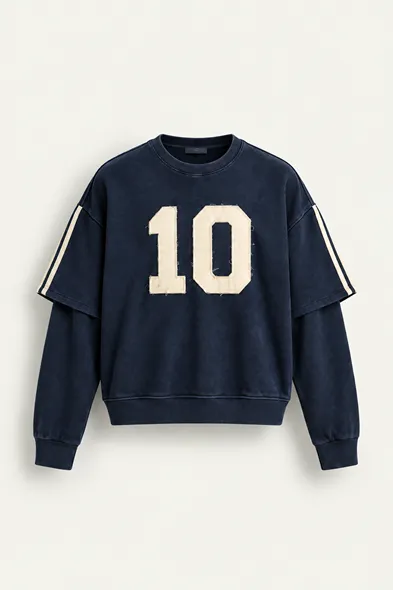 Arlo - Lacivert - Bisiklet Yaka %100 Pamuk - Erkek Sweatshirt
