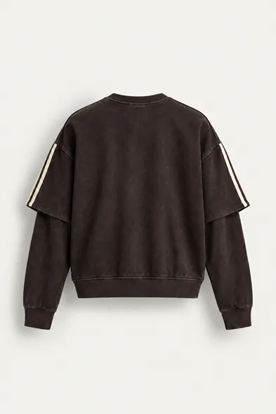 Arlo - Kahverengi - Bisiklet Yaka %100 Pamuk - Erkek Sweatshirt
