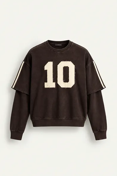 Arlo - Kahverengi - Bisiklet Yaka %100 Pamuk - Erkek Sweatshirt