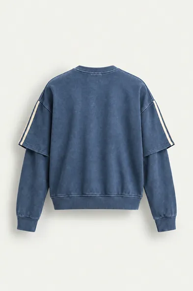 Arlo - Mavi - Bisiklet Yaka %100 Pamuk - Erkek Sweatshirt