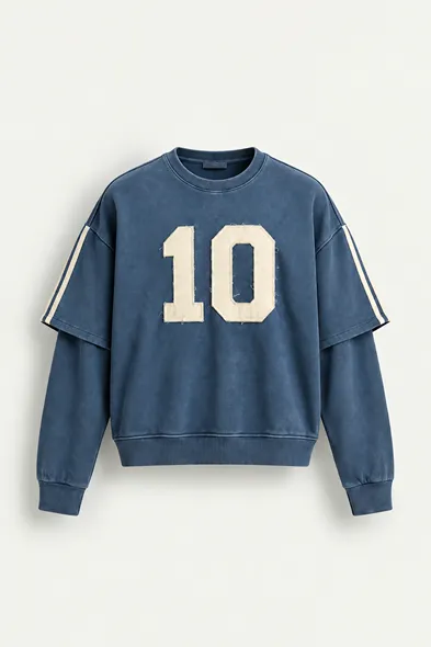 Arlo - Mavi - Bisiklet Yaka %100 Pamuk - Erkek Sweatshirt