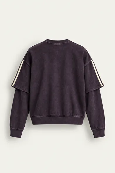 Arlo - Mor - Bisiklet Yaka %100 Pamuk - Erkek Sweatshirt