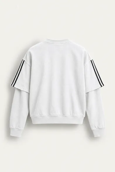 Arlo - Beyaz - Bisiklet Yaka %100 Pamuk - Erkek Sweatshirt