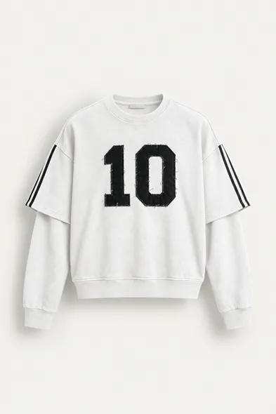 Arlo - Beyaz - Bisiklet Yaka %100 Pamuk - Erkek Sweatshirt