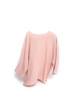 Santurino Pembe Fakir Kol Oversize Keten T-Shirt