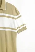 El Paso Beyaz Çizgili Açık Haki Triko Erkek Tshirt