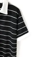 Bonao Beyaz Çizgili Siyah Pamuklu Erkek Tshirt