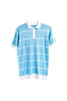 Rouen Bej Çizgili Mavi Polo Yaka Triko Erkek Tshirt