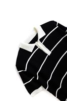 Rouen Beyaz Çizgili Siyah Polo Yaka Triko Tshirt