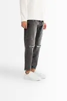 York Gri Yırtıklı Boyfriend Denim Erkek Pantolon