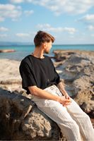 Rio Siyah Oversize Keten Tshirt