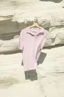 Alten Lila Polo Yaka %100 Pamuk Triko Erkek Tshirt