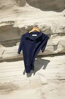 Alten Lacivert Polo Yaka %100 Pamuk Triko Erkek Tshirt