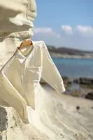 Mikonos Haki Çizgili %100 Pamuk Erkek Gömlek