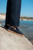 Minoa Lacivert Loafer Süet Hakiki Deri Erkek Espadril