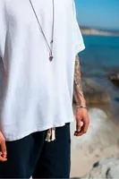 Rio Beyaz Oversize Keten Erkek Tshirt  