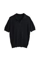 Alten Siyah Polo Yaka %100 Pamuk Triko Erkek Tshirt