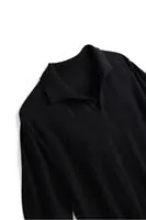 Alten Siyah Polo Yaka %100 Pamuk Triko Erkek Tshirt