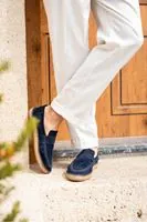 Minoa Lacivert Loafer Süet Hakiki Deri Erkek Espadril