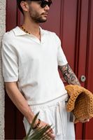 Alten Beyaz Polo Yaka Triko Tshirt
