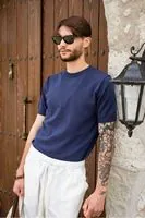 Briss Lacivert Bisiklet Yaka %100 Pamuk Triko Erkek Tshirt