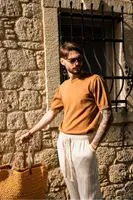 Briss Kahve Bisiklet Yaka %100 Pamuk Triko Erkek Tshirt