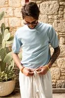 Briss Bebe Mavi Bisiklet Yaka %100 Pamuk Triko Erkek Tshirt