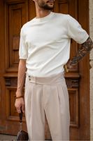 Briss Beyaz Bisiklet Yaka Triko Tshirt