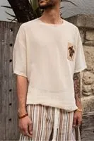 Michelangelo Bej %100 Pamuk Duble Size Erkek Tshirt