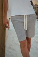 Arte Siyah Çizgili Pamuk Erkek Şort