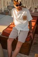 April Beyaz %100 Pamuk Duble Size Erkek Tshirt