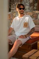April Beyaz %100 Pamuk Duble Size Erkek Tshirt