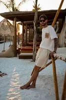 April Beyaz %100 Pamuk Duble Size Erkek Tshirt