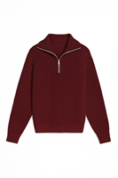 Dreson Bordo Yaka Fermuarlı Kazak