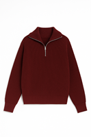 Dreson Bordo Yaka Fermuarlı Kazak