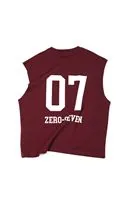 Zero-Seven Bordo Oversize Kolsuz %100 Pamuk Erkek Tshirt