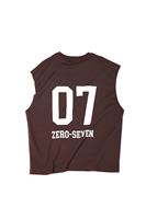 Zero-Seven Kahve Oversize Kolsuz Tshirt