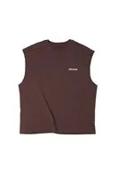Zero-Seven Kahve Oversize Kolsuz %100 Pamuk Erkek Tshirt