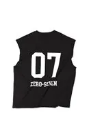 Zero-Seven Siyah Oversize Kolsuz %100 Pamuk Erkek Tshirt