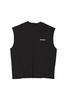 Zero-Seven Siyah Oversize Kolsuz %100 Pamuk Erkek Tshirt