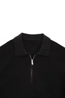 Lave Siyah Fermuarlı Triko Erkek Tshirt
