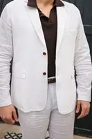 Sorena Beyaz %100 Keten Erkek Ceket ve %100 Keten Erkek Pantolon Takım