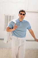 Rimo Mavi Düğmeli Triko Tshirt