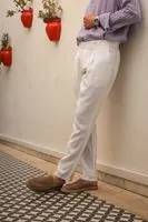 Giardino Beyaz %100 Keten Erkek Pantolon