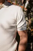 Lave Beyaz Fermuarlı Triko Erkek Tshirt