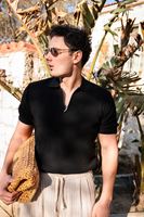 Lave Siyah Fermuarlı Triko Tshirt