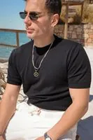 Briss Siyah Bisiklet Yaka %100 Pamuk Triko Erkek Tshirt