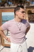 Briss Lila Bisiklet Yaka %100 Pamuk Triko Erkek Tshirt