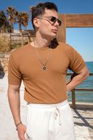 Briss Kahve Bisiklet Yaka Triko Tshirt